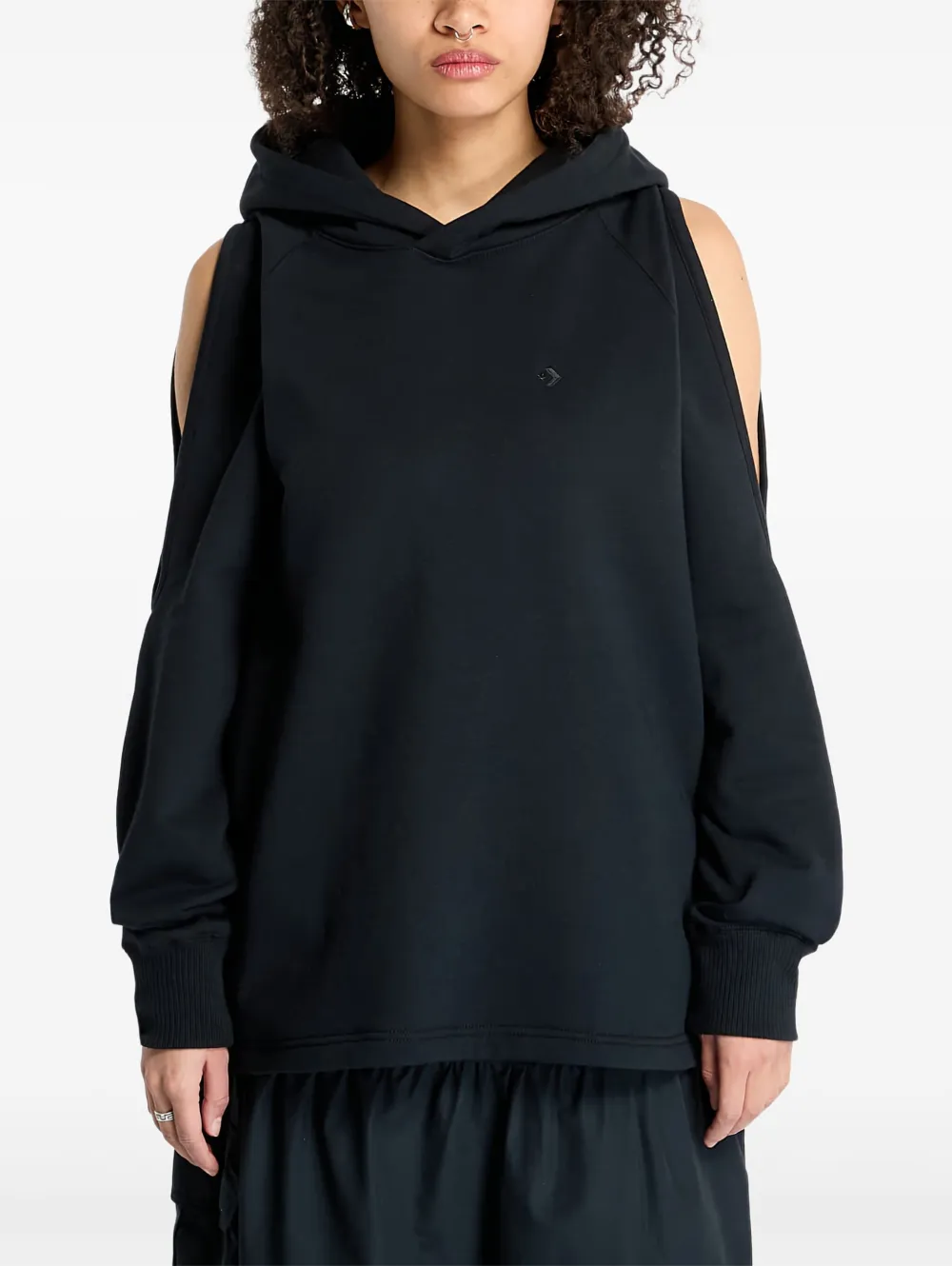 Converse Hoodie met uitgesneden schouders Zwart