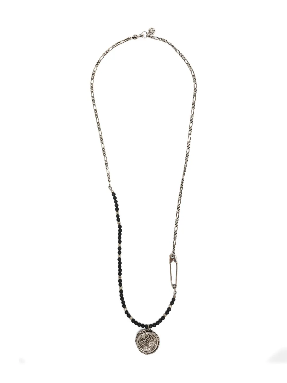 Pre-owned Alexander Mcqueen 2020 Beaded-chain Necklace In Silver