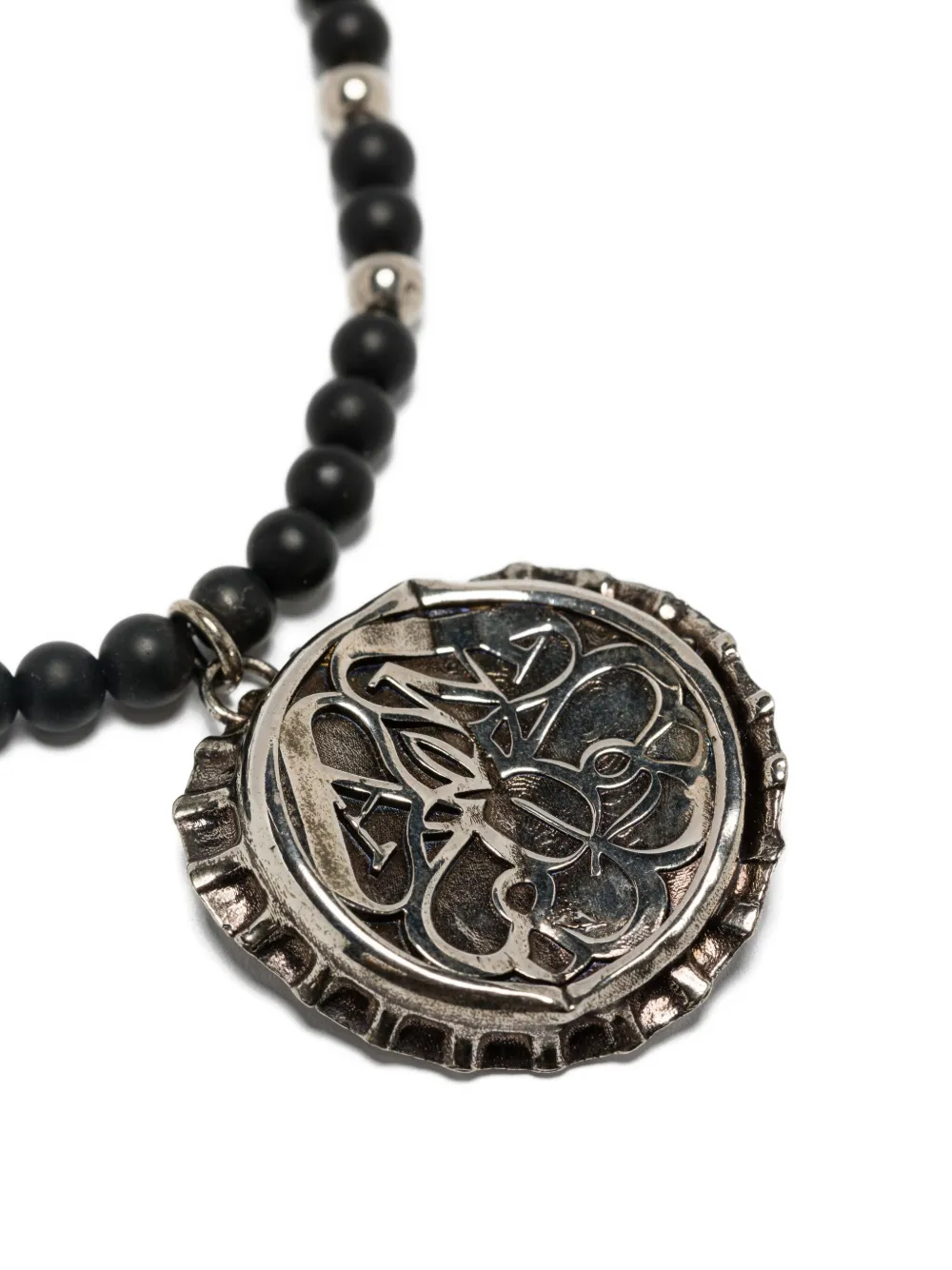 Pre-owned Alexander Mcqueen 2020 Beaded-chain Necklace In Silver