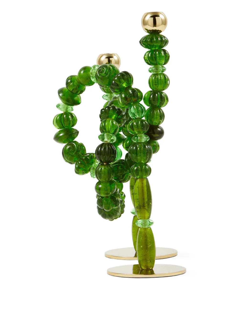 Polspotten Beaded Candlestick Holders In Green