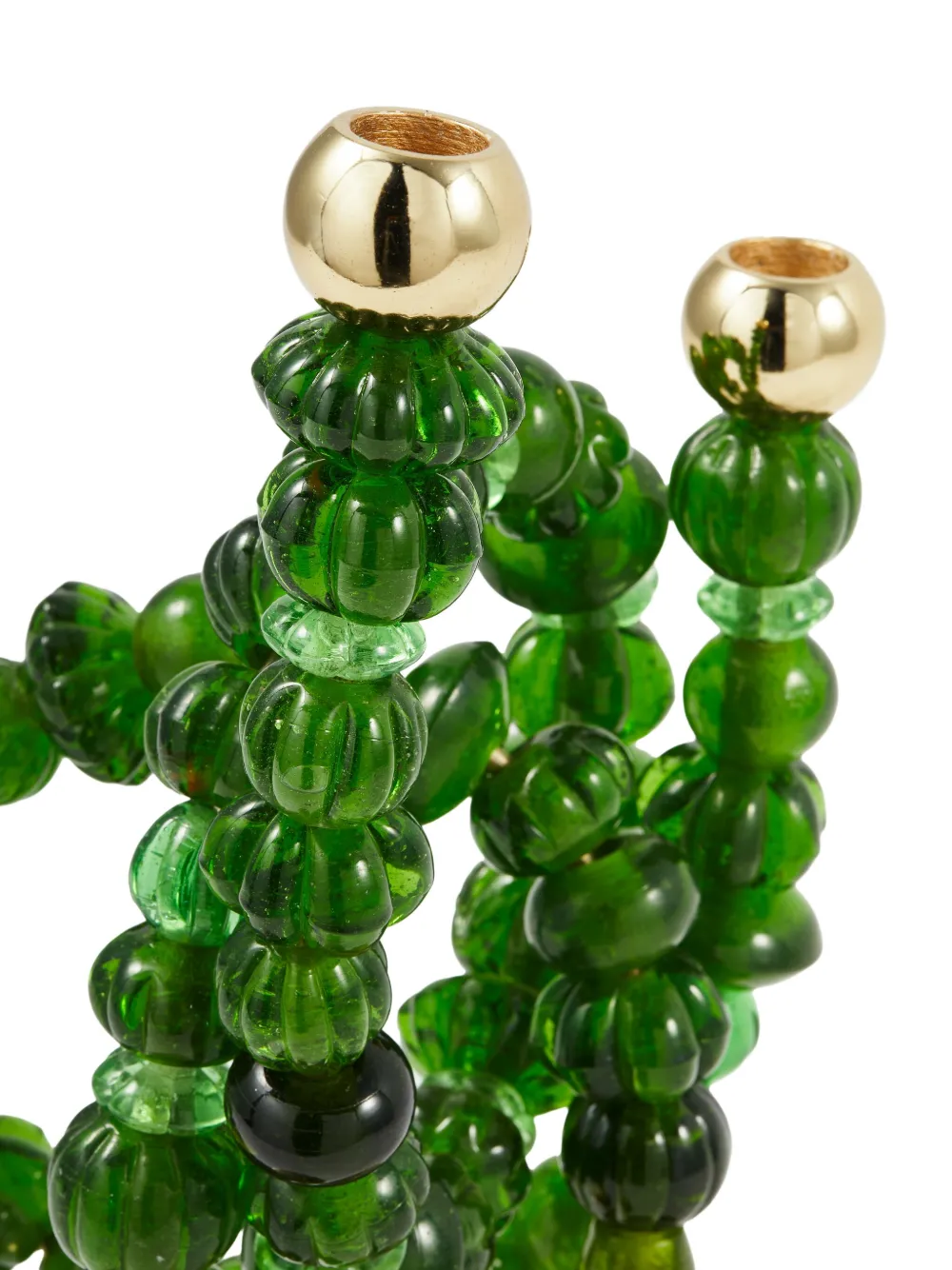 Polspotten Beaded Candlestick Holders In Green
