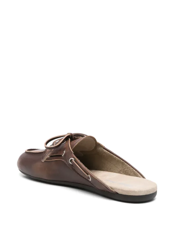 靴 archive MIUMIU Leather Square Toe Mules Miu Miu Boat Mules | Brown | FARFETCH RO