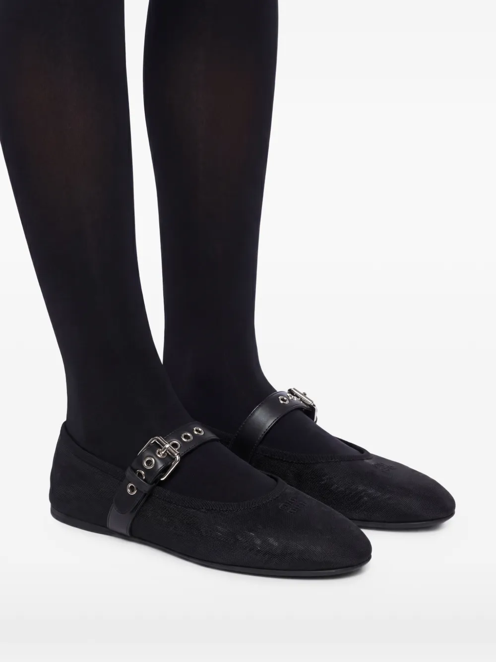 Miu Mesh ballerina's Zwart
