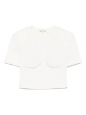 Tシャツ・カットソー Nensi Dojaka NDSS25TOP080 Shirts AMIRI logo-print cropped T-shirt Schwarz - Comtoj Debonair