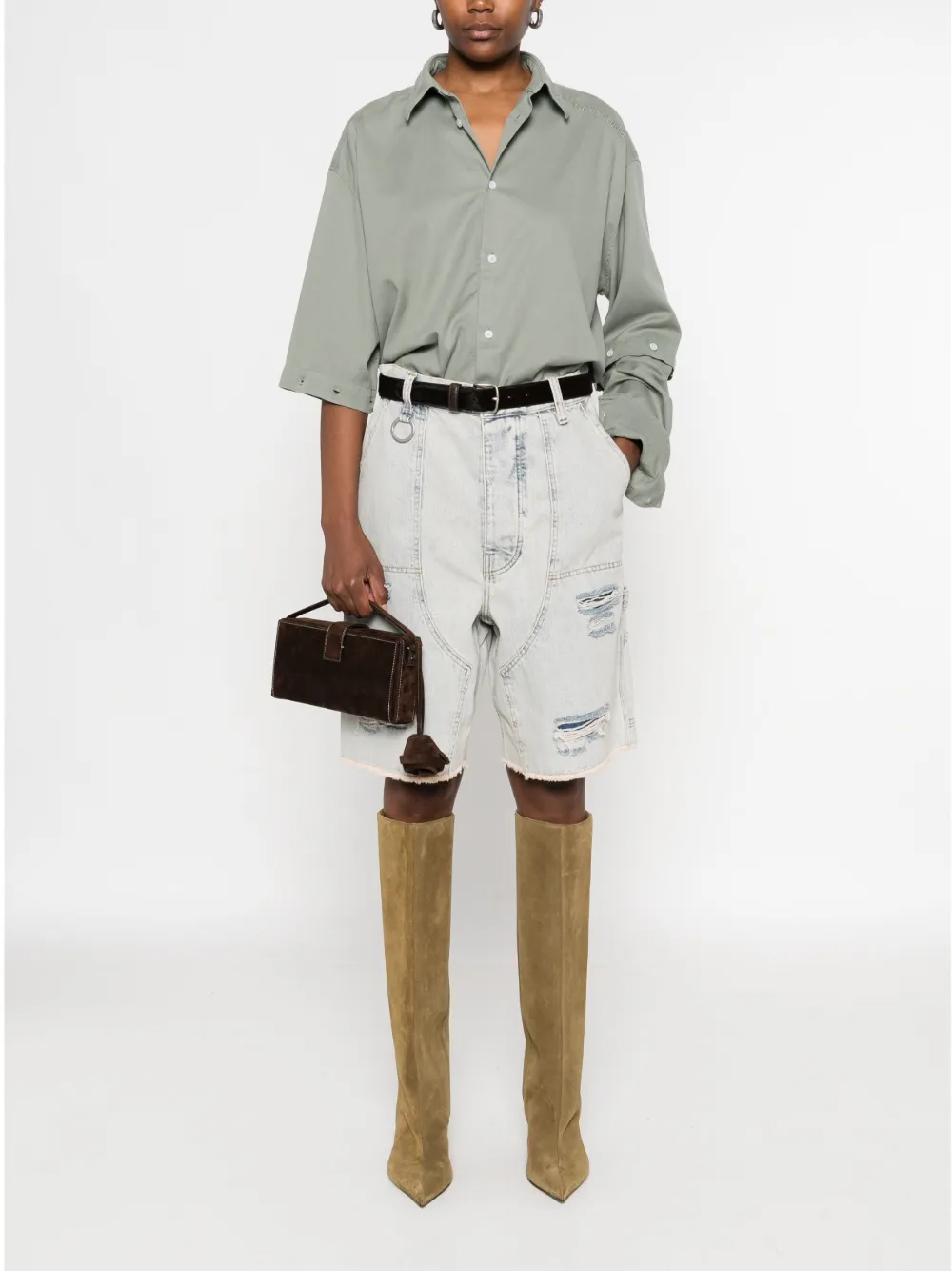  études Studio Buttoned Sleeve Shirt - Green 