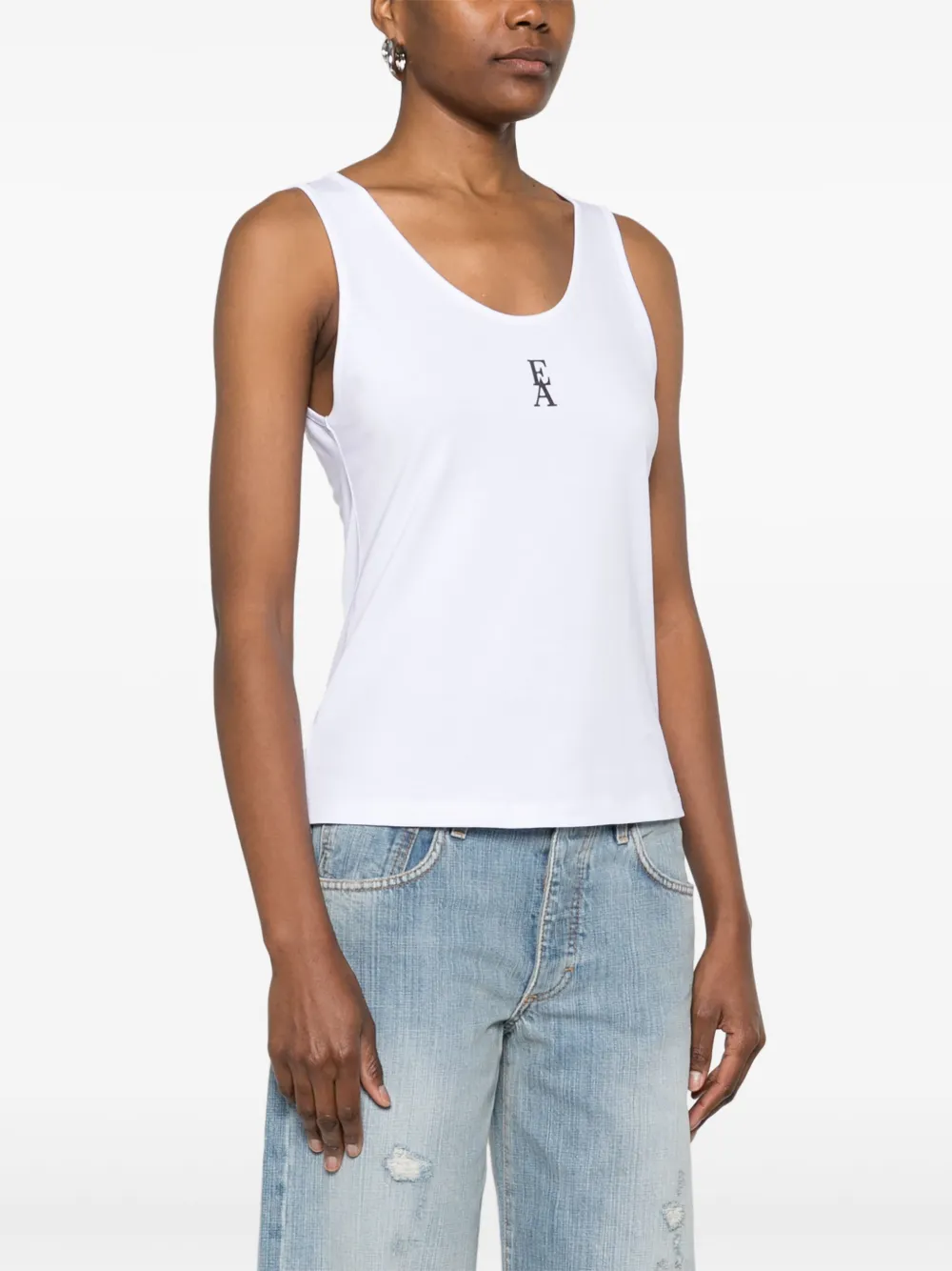 Shop Emporio Armani Raised-logo Tank Top In White