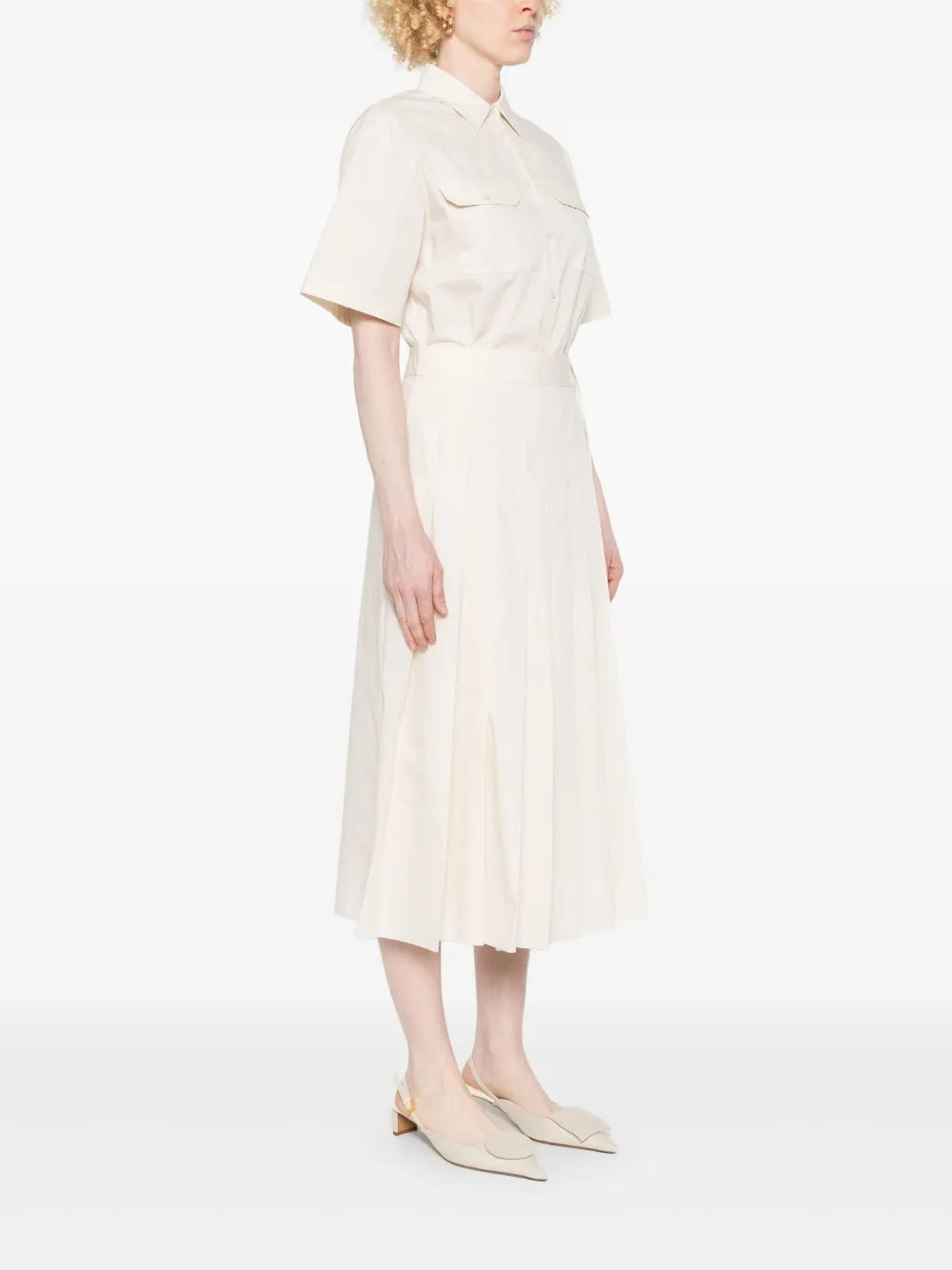 Theory Geplooide maxi-jurk Beige