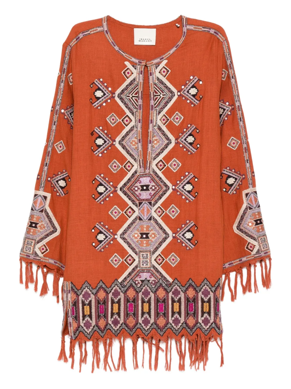 ISABEL MARANT robe courte à franges | orange | Image 1