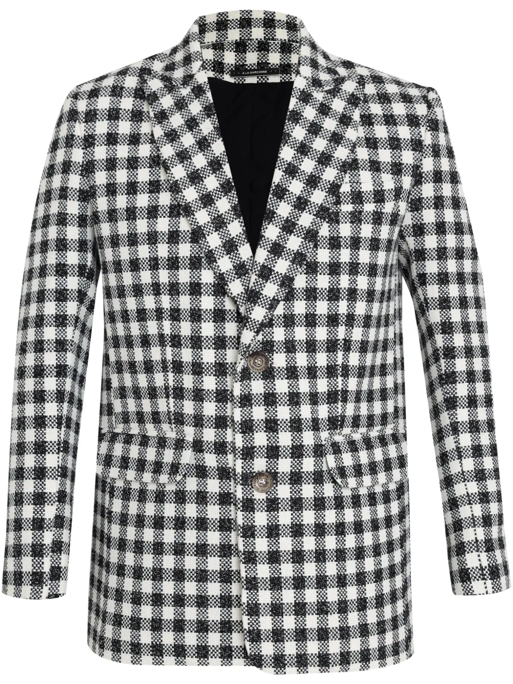 À La Garçonne Blazer xadrez com abotoamento | Preto | Image 1