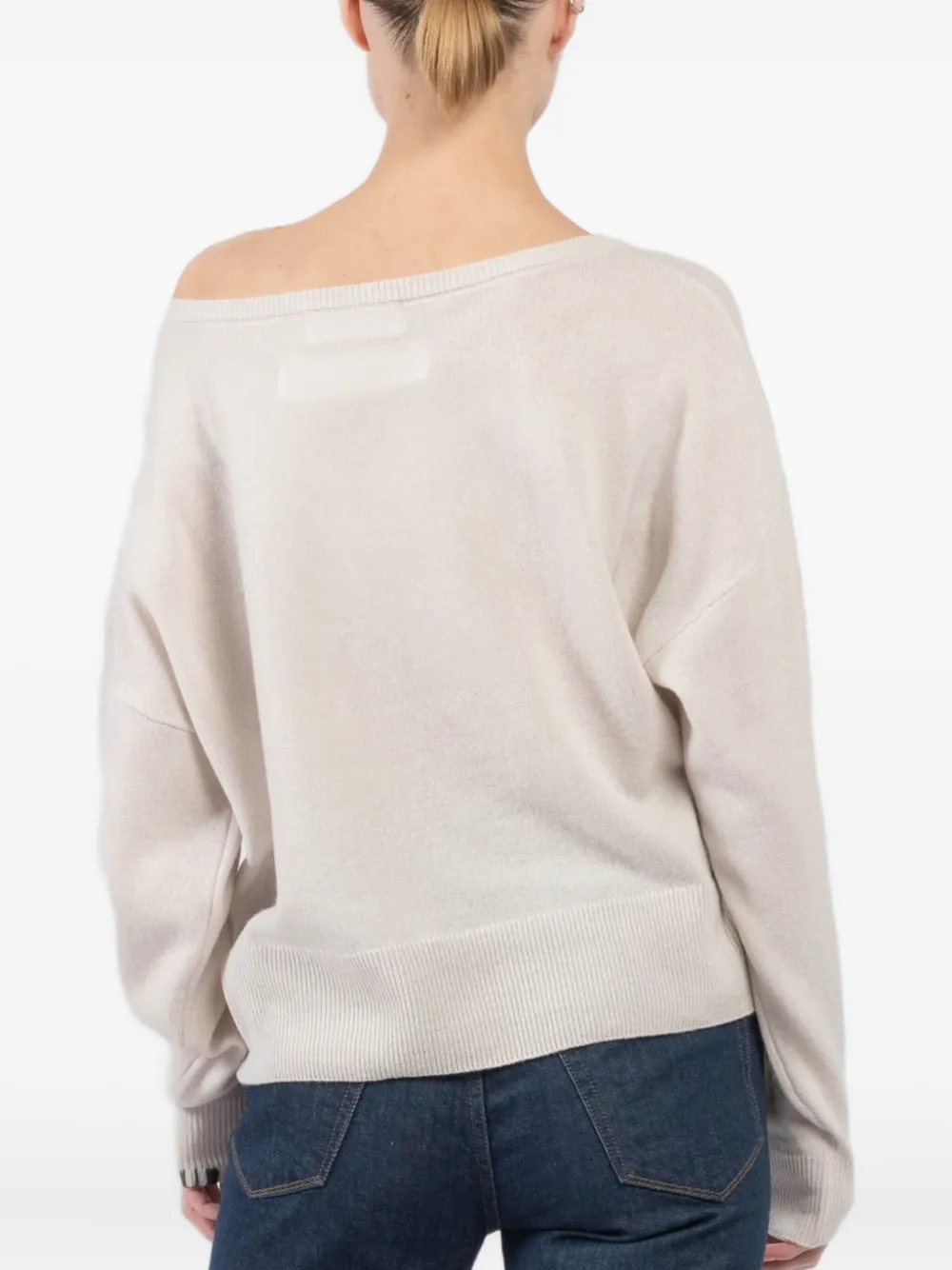extreme cashmere Top met boothals en lange mouwen Beige