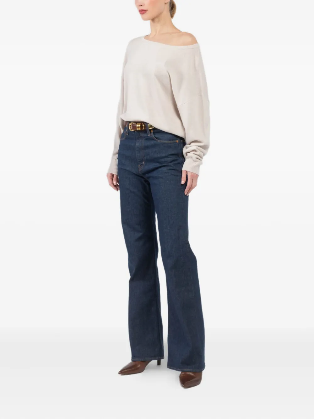 extreme cashmere Top met boothals en lange mouwen Beige