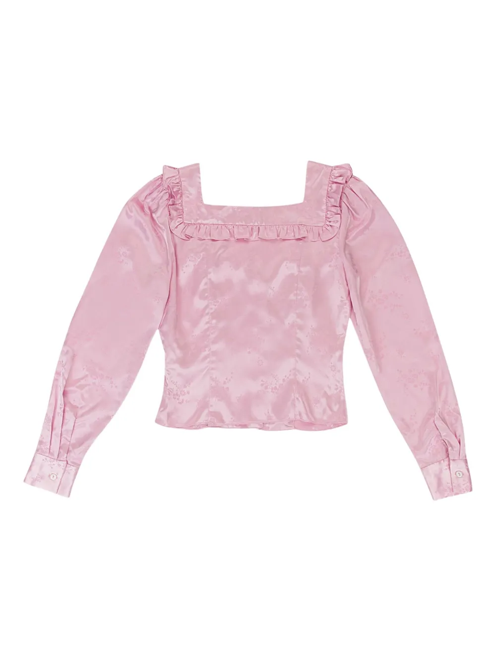  Callipygian Jacquard Ruffled Blouse - Pink 