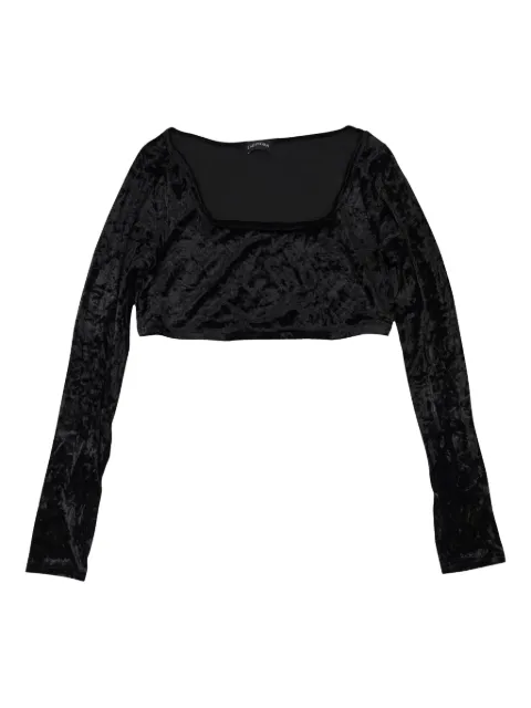 Callipygian crushed velvet "Black" crop top