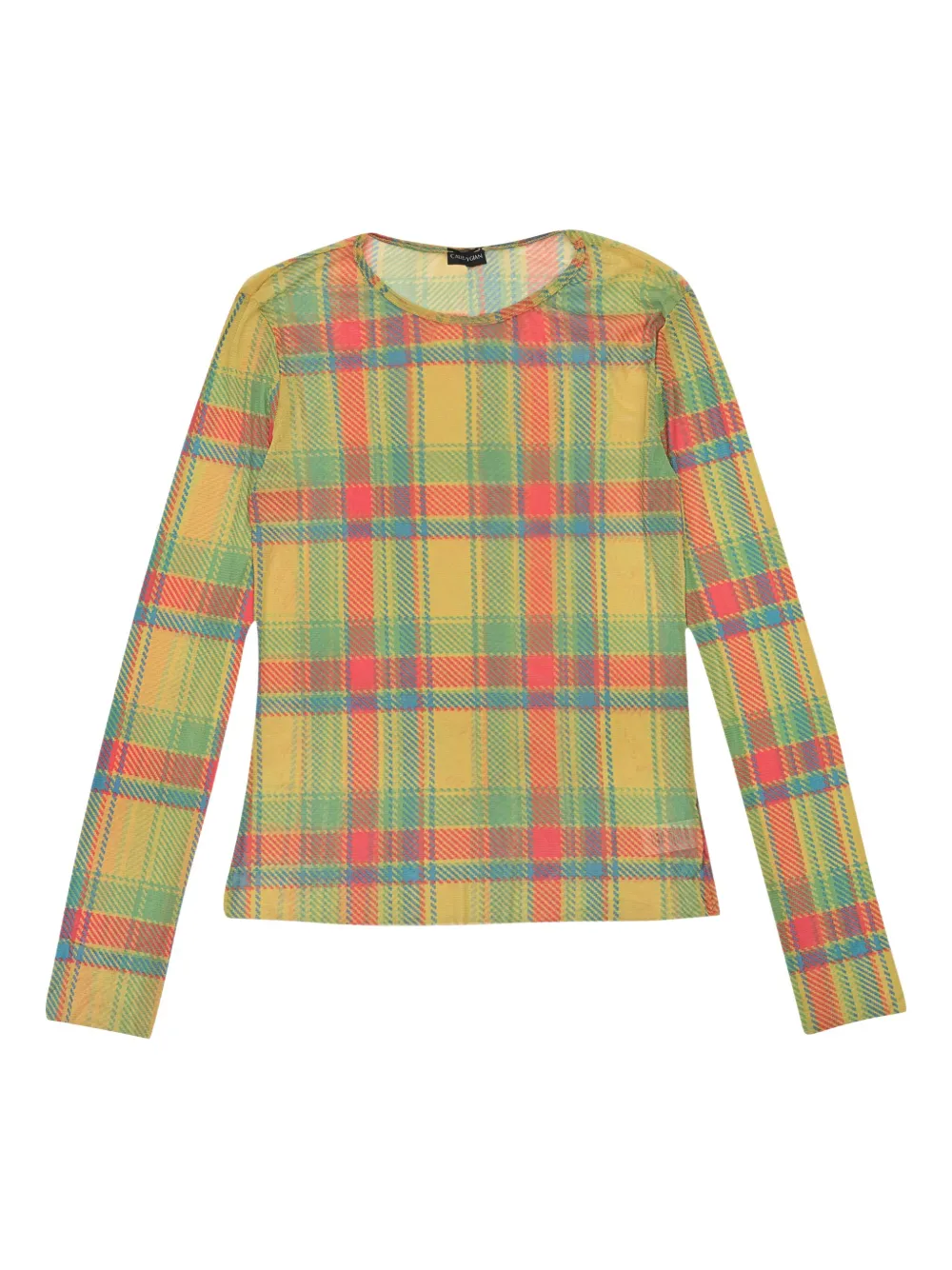 Callipygian plaid long-sleeve mesh "Multi (Rainbow)" top | Green | Image 1