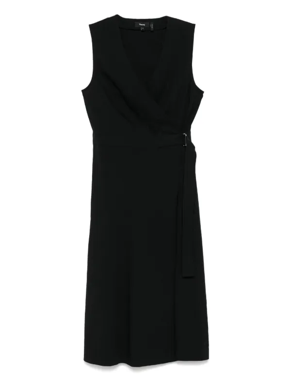 ワンピース THEORY Woman Dress Black O0303605 001 Theory Women's Asymmetrical Ruched Tank Dress, Black, 0 at