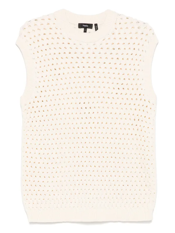24 FW Theory ケーブル編み　ニットベスト Theory ケーブルニット ベスト | ニュートラル | FARFETCH JP