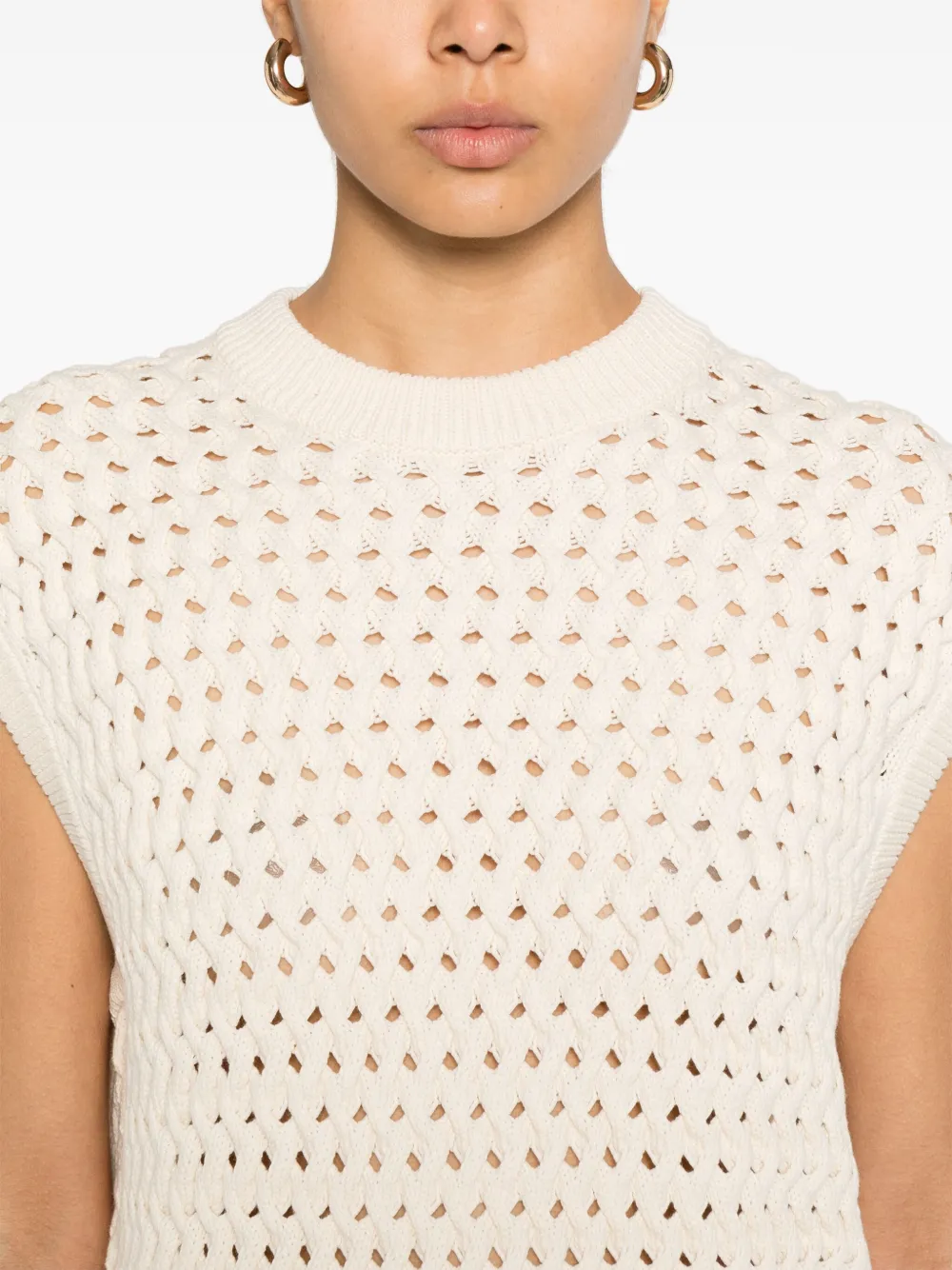 Shop Theory Cable-knit Vest In Nude