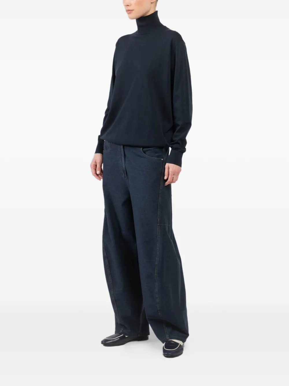  Tibi Roll-neck Top - Blue 