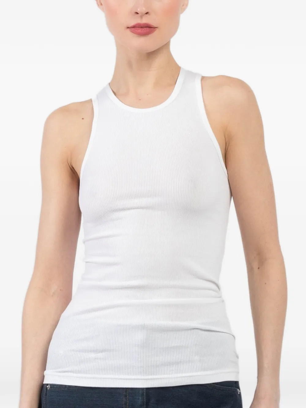 Tibi Ribbed Tank Top In White