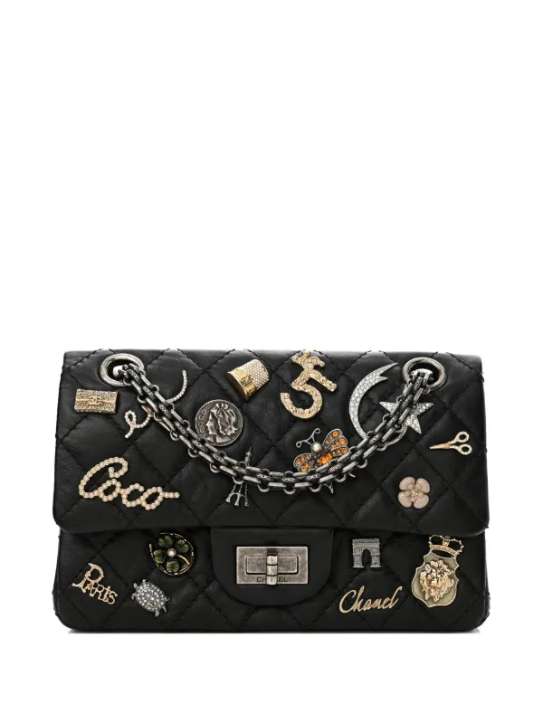 Chanel Pre-owned 2.55 Scissors Charm Shoulder Bag in Black