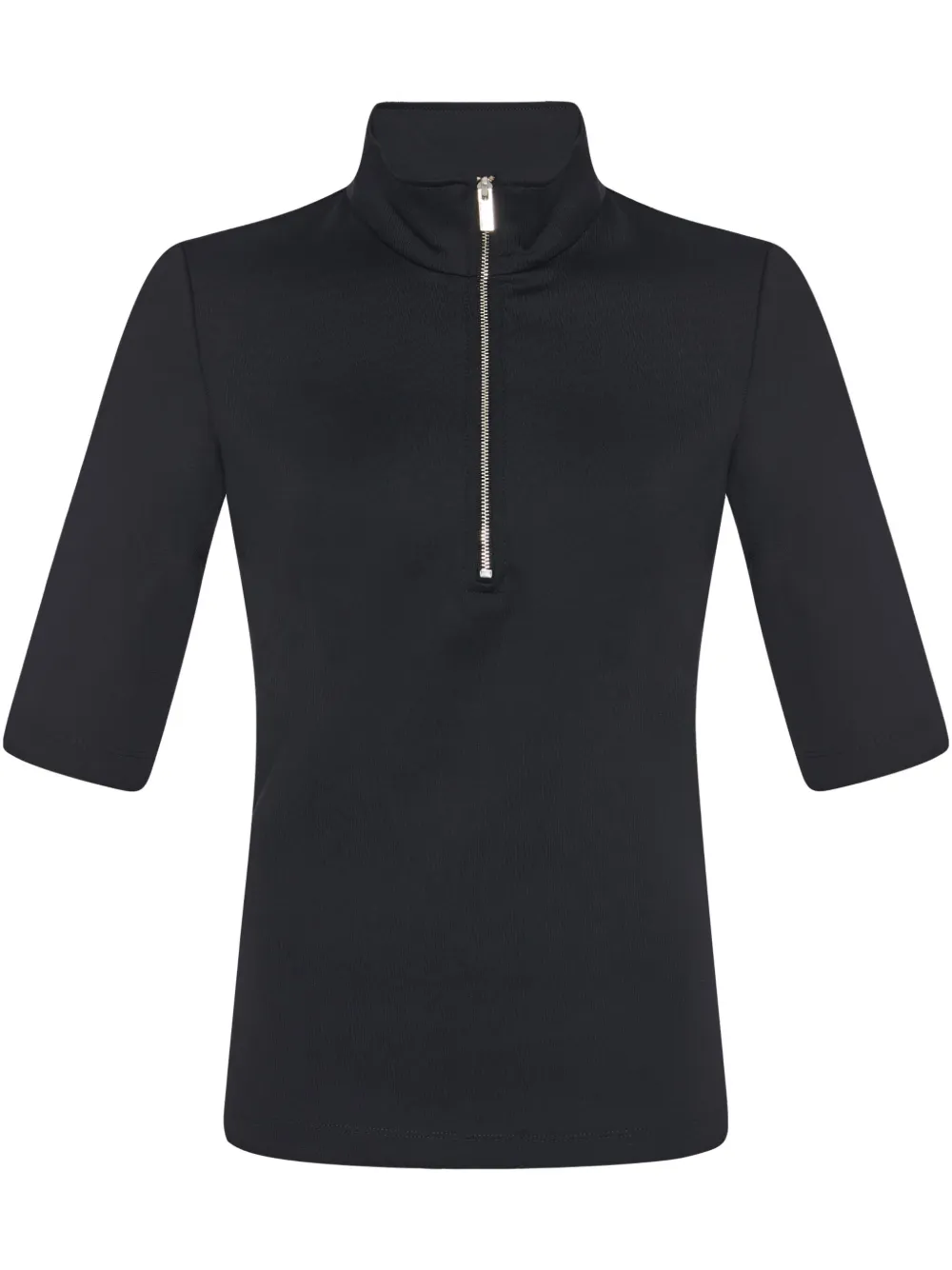 short-sleeved zip-up polo shirt