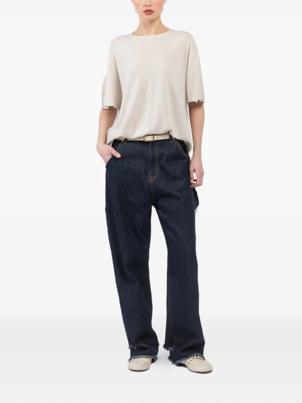 extreme cashmere logo-tag T-shirt Beige