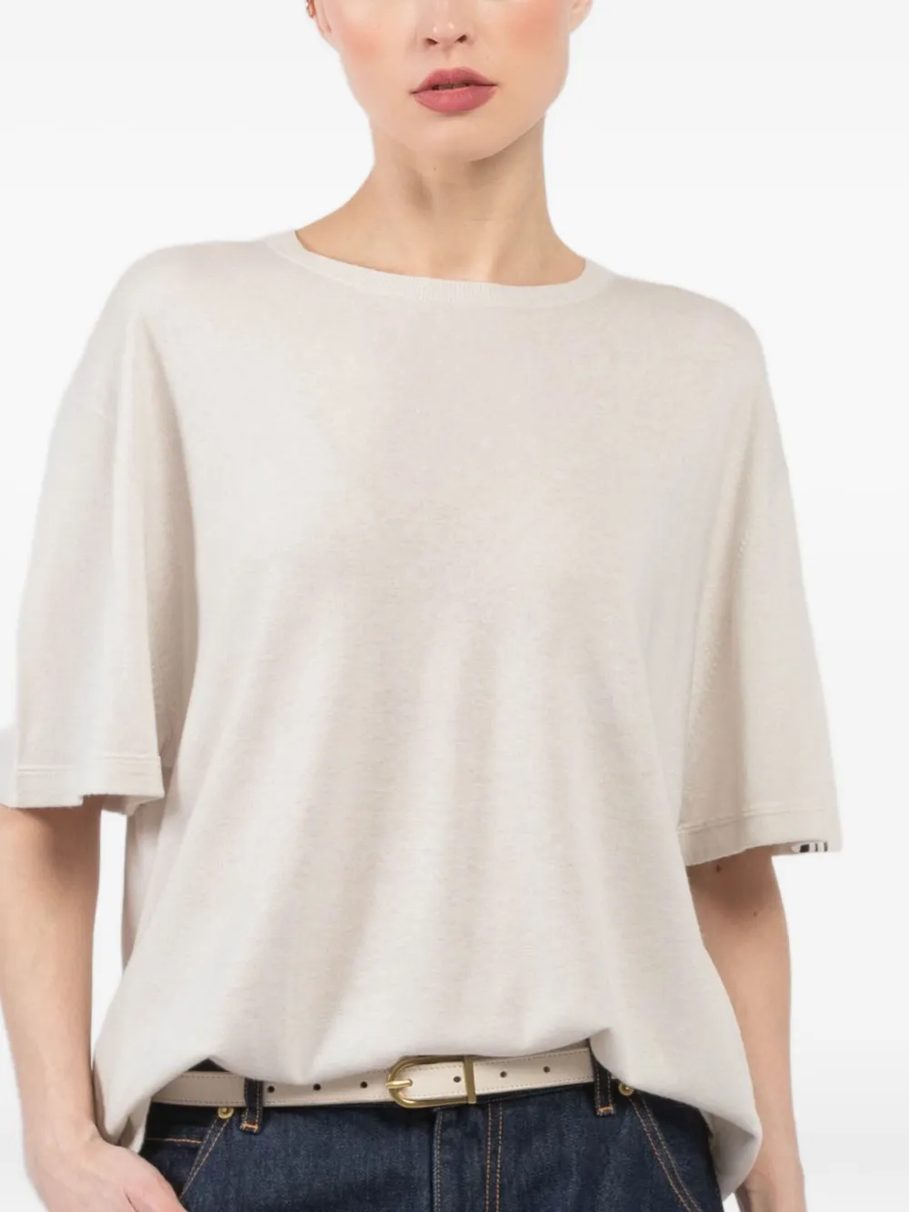 Extreme cashmere logo-tag T-shirt Beige