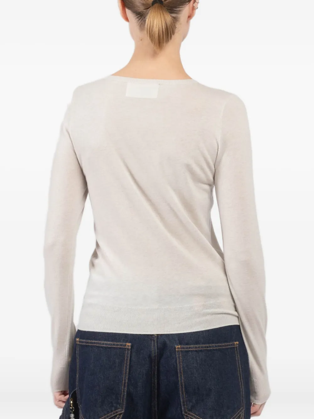 extreme cashmere Top met ronde hals en lange mouwen Beige