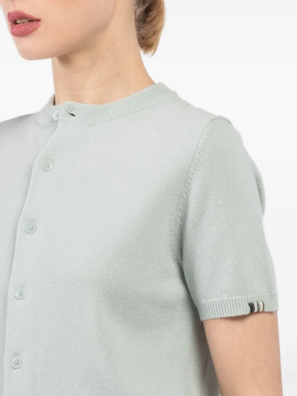 extreme cashmere short-sleeve buttoned cardigan Groen