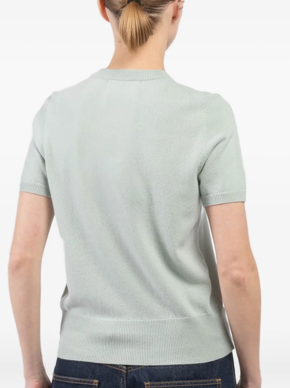 extreme cashmere short-sleeve buttoned cardigan Groen