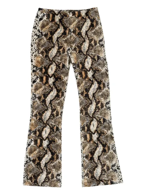 Callipygian snake-print flared trousers