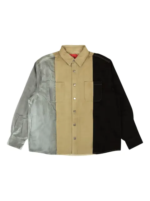 424 camisa de mezclilla con diseño color block