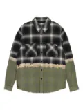 AMIRI bleached-effect plaid shirt - Green