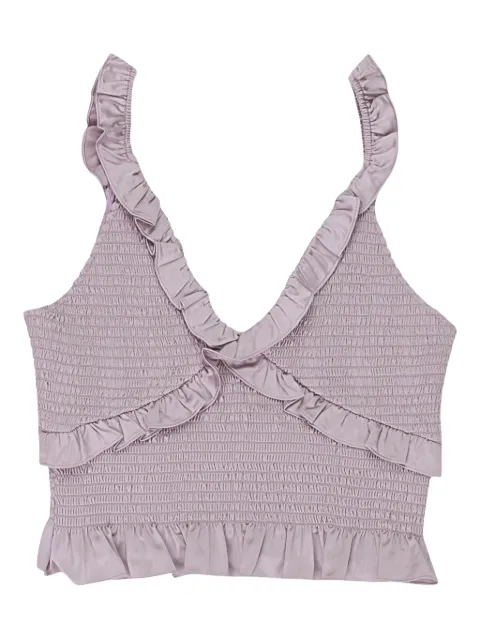 Callipygian satin smocked "Purple" top