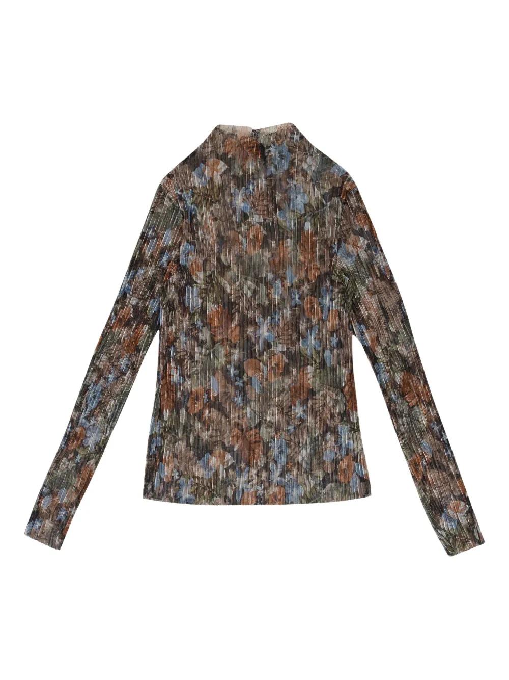 Callipygian floral pleated turtleneck "Multi (Rainbow)" top | Black | Image 1