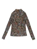 Callipygian floral pleated turtleneck ""Multi (Rainbow)"" top - Black