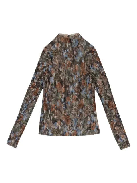 Callipygian floral pleated turtleneck "Multi (Rainbow)" top