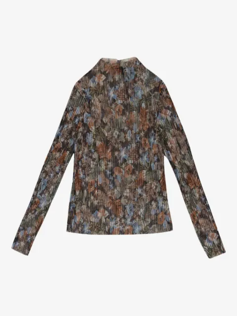 Callipygian floral pleated turtleneck "Multi (Rainbow)" top