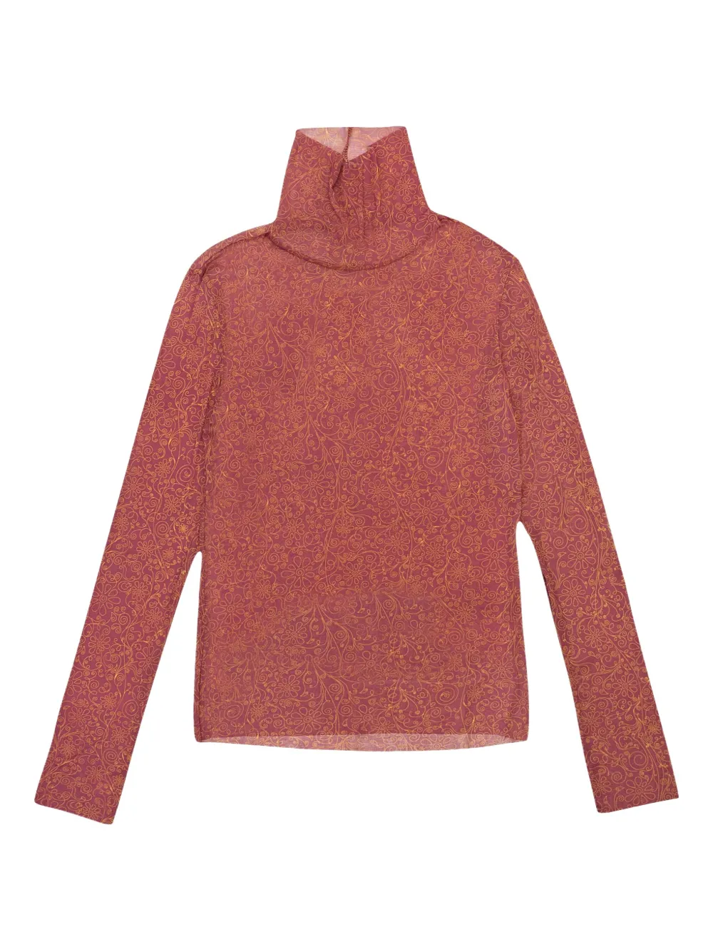 Callipygian mesh roll-neck top | Red | Image 1