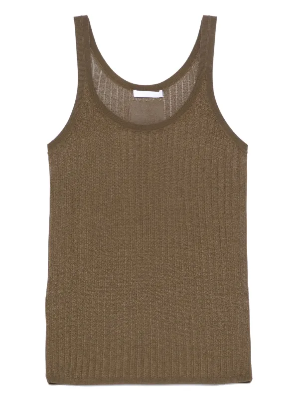 90s HELMUT LANG タンクトップ M リブ編み カーキ Helmut Lang ポインテール タンクトップ | グリーン | FARFETCH JP