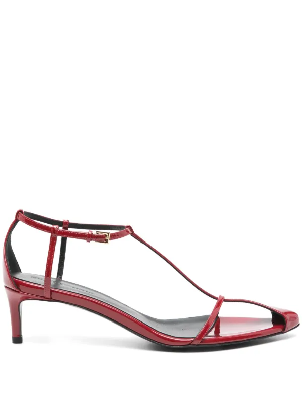 Khaite Bella Leather Sandals in Red