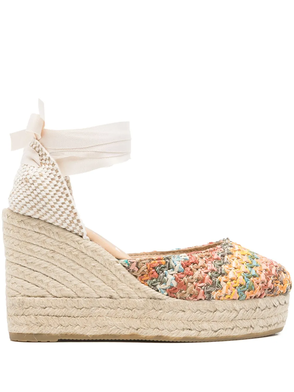 Manebi 100mm woven raffia espadrilles Neutrals