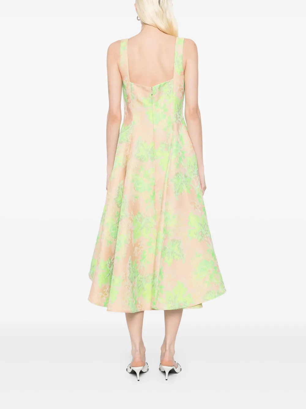 Amsale Jurk met abstract bloemen jacquard Beige