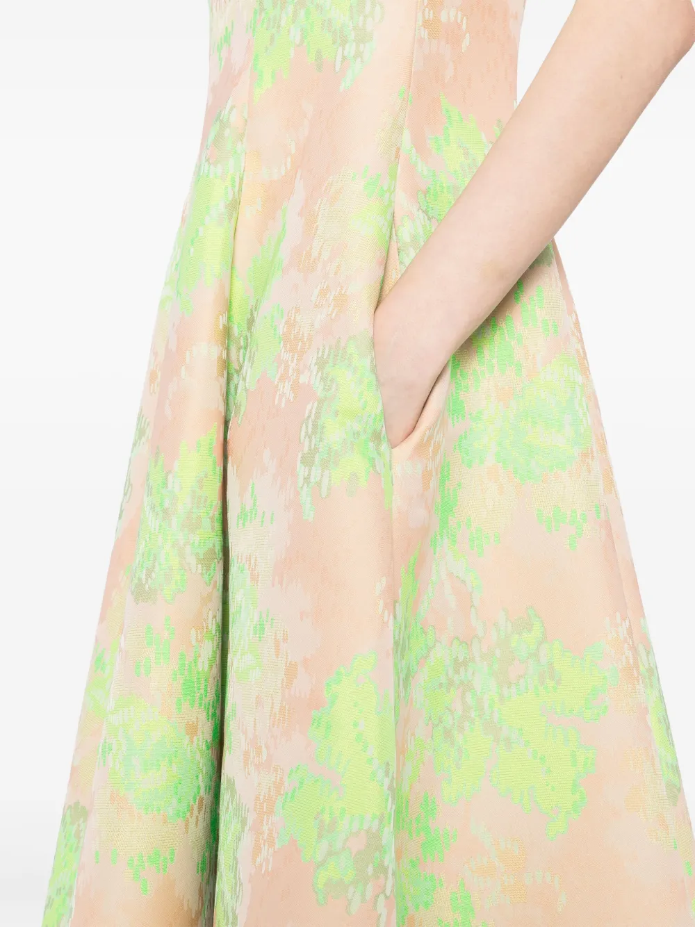 Amsale Jurk met abstract bloemen jacquard Beige