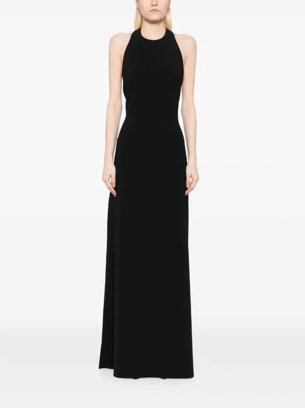 Amsale Italian Stretch Crepe Halter Dress - Black