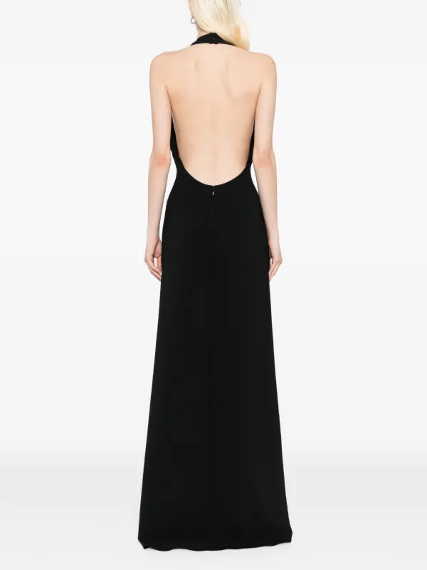 Amsale Italian Stretch Crepe Halter Dress - Black