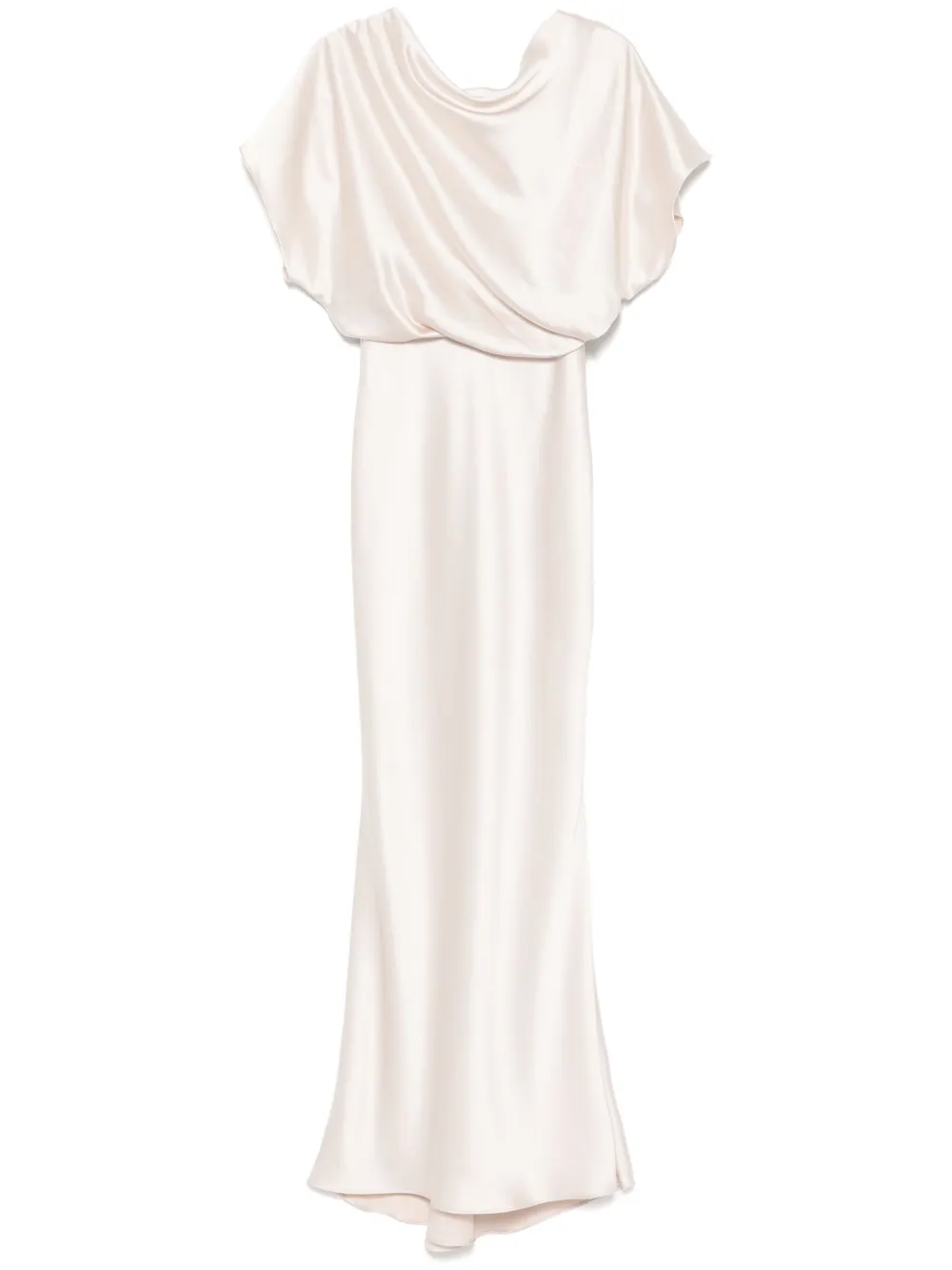 draped satin gown