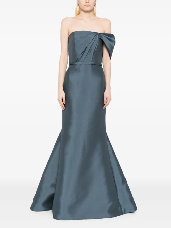 Amsale Asymmetric Bow Gown | Blue | FARFETCH