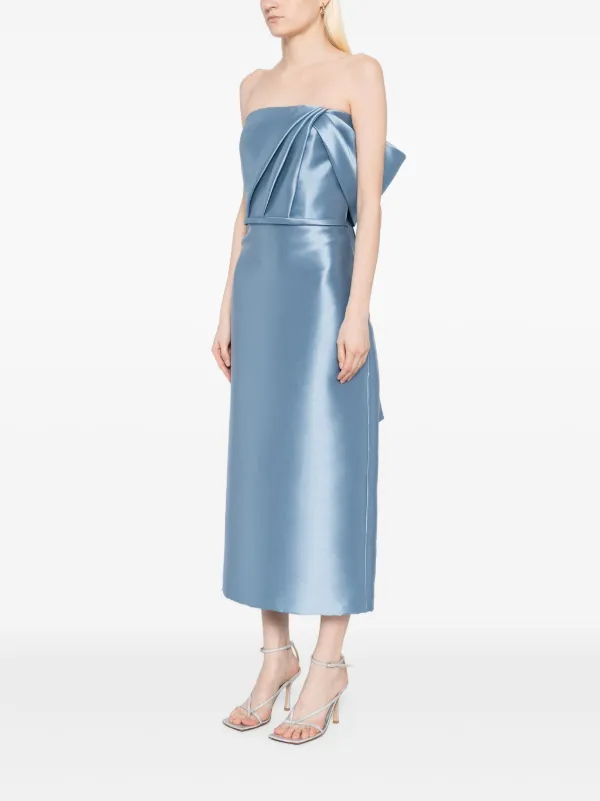 Amsale Bow Cocktail Dress - Blue