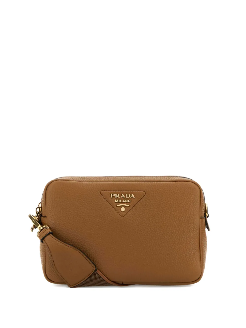 Prada Leren crossbodytas met textuur Bruin